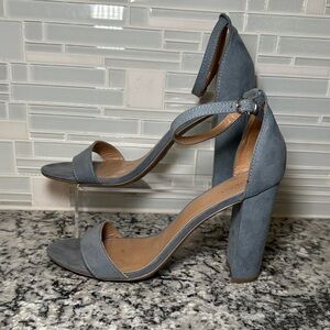 Merona Blue Faux Suede Ankle Strap Block Heel - 11